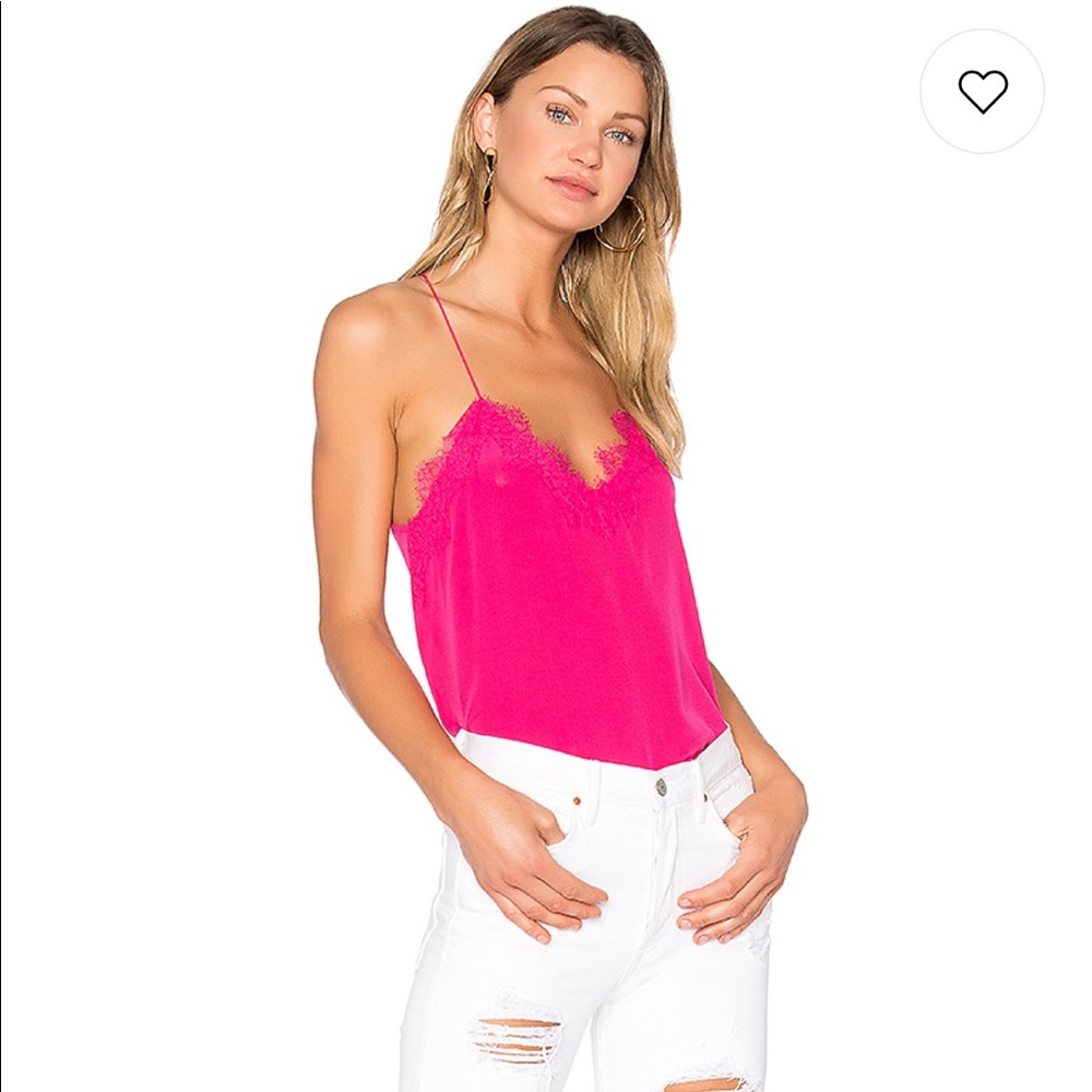 Cami NYC Racer Lace Cami Fuchsia XS